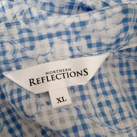 NORTHERN REFLECTION Floral Gingham Check Button Down Shirt Sz XL - Picture 9 of 10